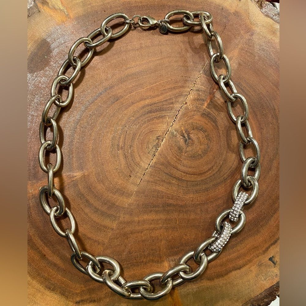 AT Loft Gold Chunky Link Choker w/ Pavé Crystal Inset‎ Accent